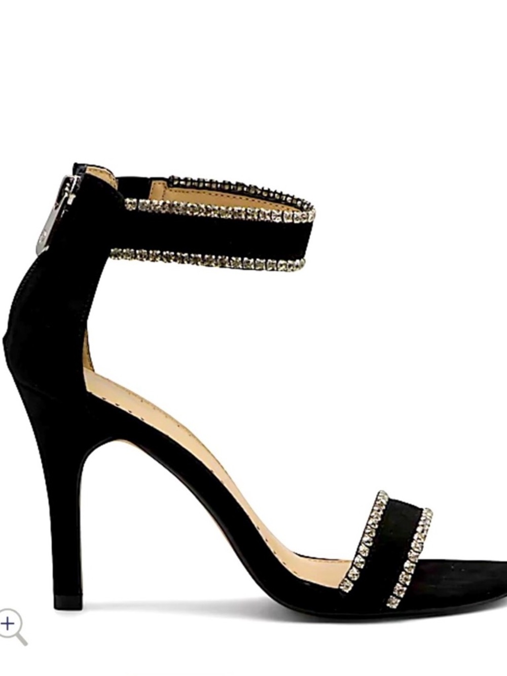 Adrienne Vittadini Black Crystal-Embellished Ankle-Strap Stiletto - Picture 1 of 8